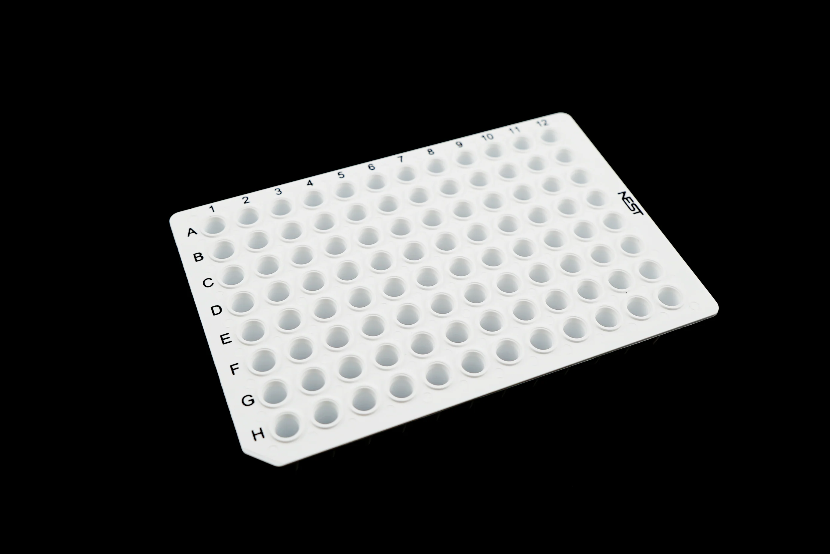 0.2ml 96 Well PCR Plate, No Skirt, White, H1 notch, 25/pk, 100/cs - 402011